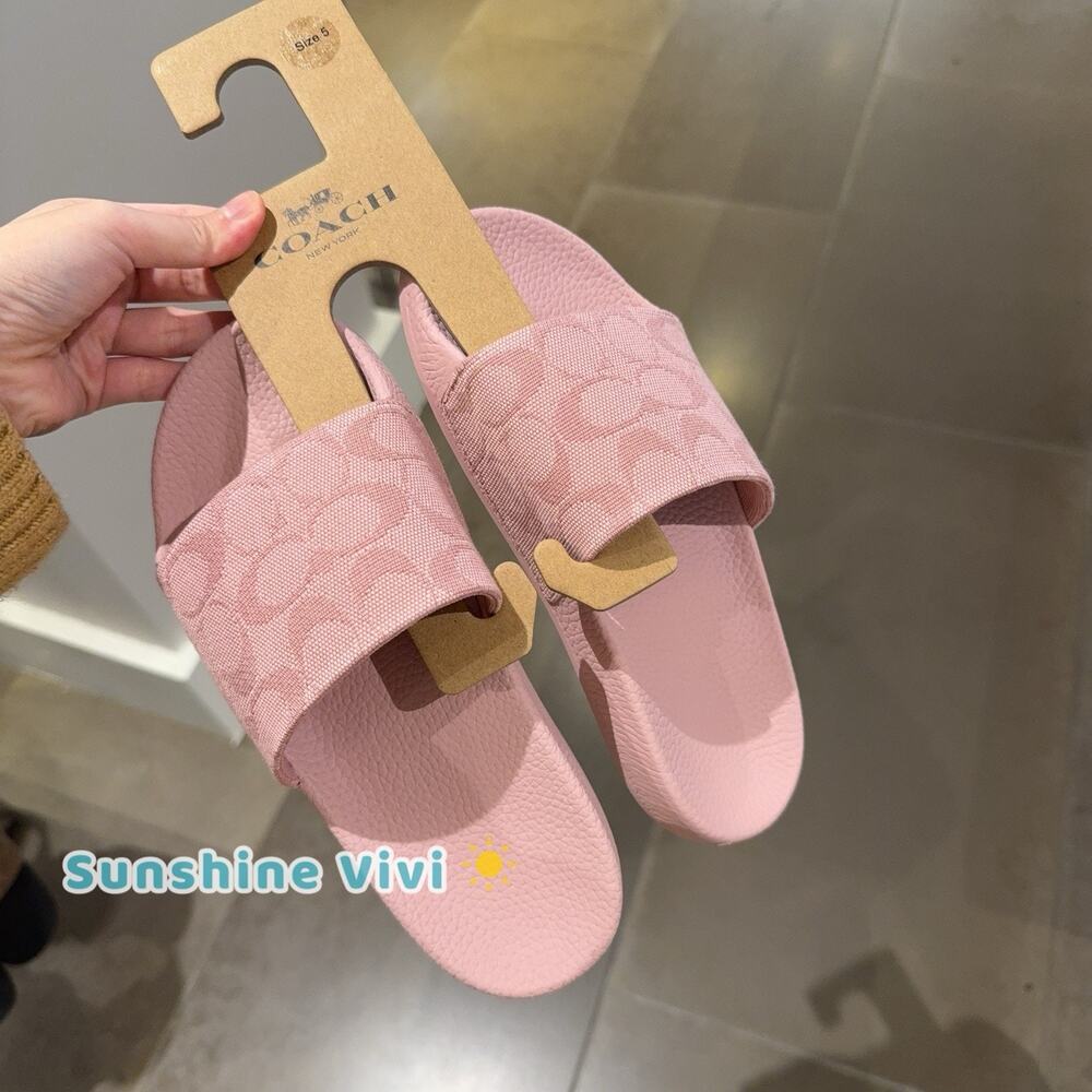 New Coach women Udele Sport Slide Signature Jacquard Canvas CDM17 Carnation us8